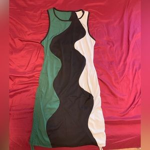 (NEW) Color Block Draw String Bodycon Dress